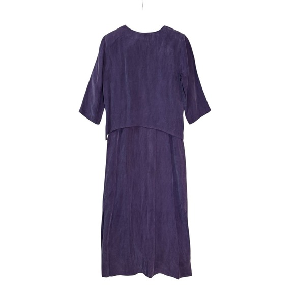 Womens Purple Faux Suede‎ Maxi Dress Jacket Set Size 6 Evening Church Modest Vtg - Picture 3 of 12